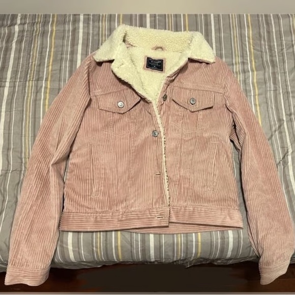 Abercrombie & Fitch Jackets & Blazers - Women's Pink Corduroy Jacket with Sherpa Lining